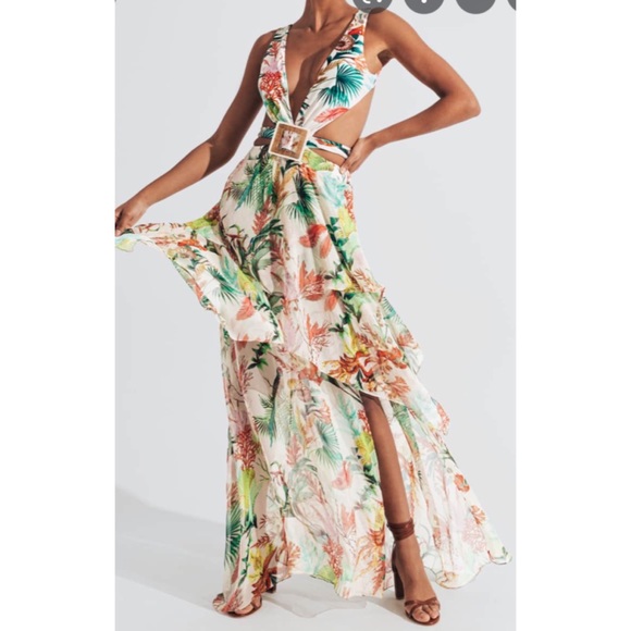 PATBO OASIS CUTOUT OPEN BACK MAXI DRESS SZ LARGE - Picture 1 of 6